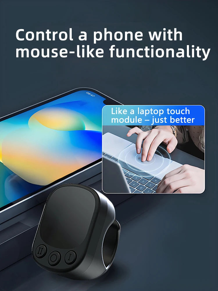 TikTok Mouse Ring Remote Control with Touchpad – Smart Screen Clicker Device, Continuous Auto Clicker, Scrolling Ring Remote Controller