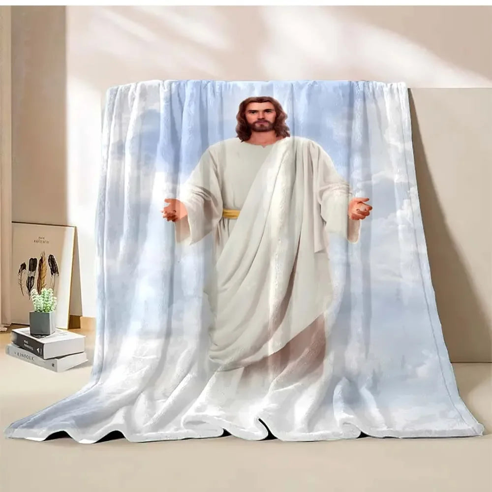 1PC God Jesus Believer Pray Virgin Mary Printed Blanket Soft and Comfortable Home Travel Blanket Adult and Child Warm Blanket Catholic