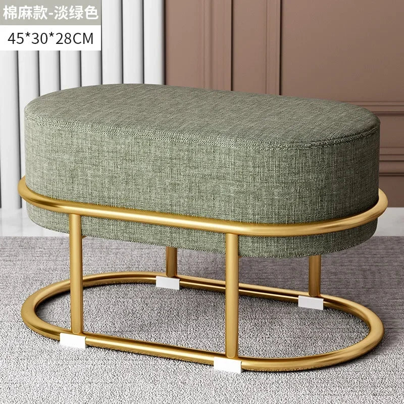 Seating Living Room Fabric Craft Shoe Changing Stool Home Doorway Sofa Stool Oval Rest Stool