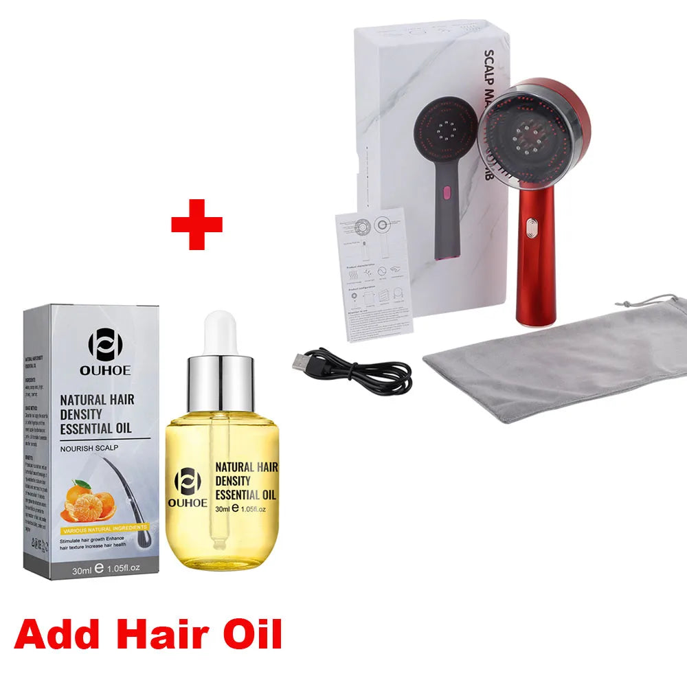 Electric Vibration Massage Comb Portable Scalp Massager with Oil Applicator, Hair Follicle Care Comb for Scalp Relaxation and Hair Care