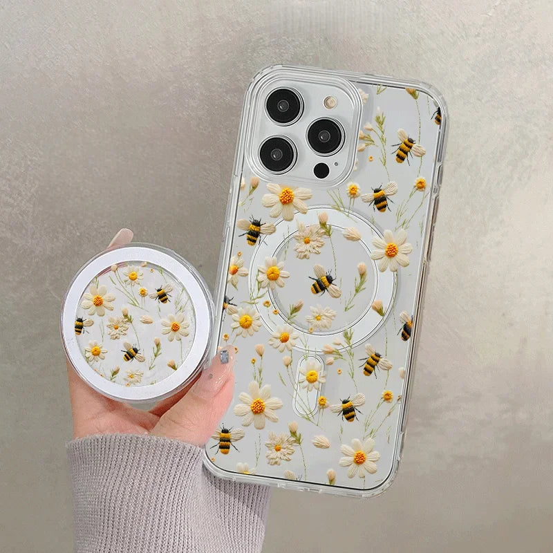 Flower Magnetic Stand Phone Case with MagSafe