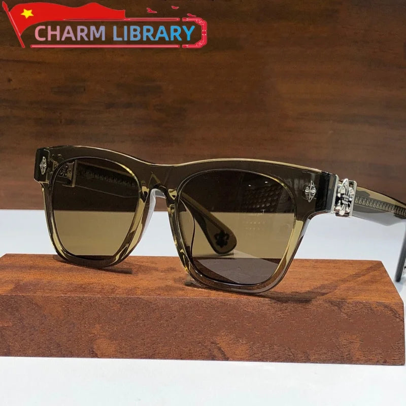 Charm Library Acetate Rectangle Sunglasses — UV400 Retro Style for Women