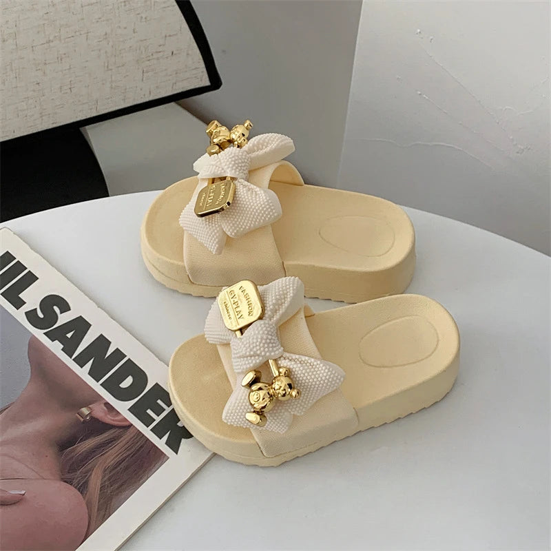 Fashion Girls’ Slippers – Simple Children’s Shoes with Thick Soles, Anti-Slip Design