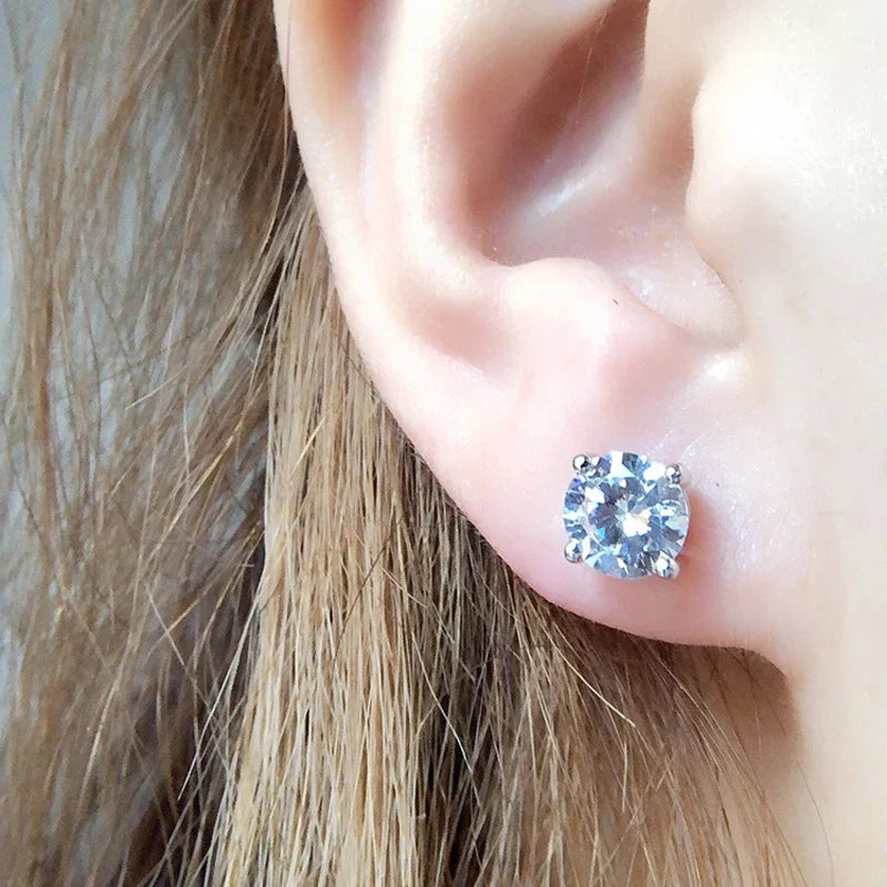 Moissanite Stud Earrings – S925 Sterling Silver Platinum-Plated Unisex Earrings