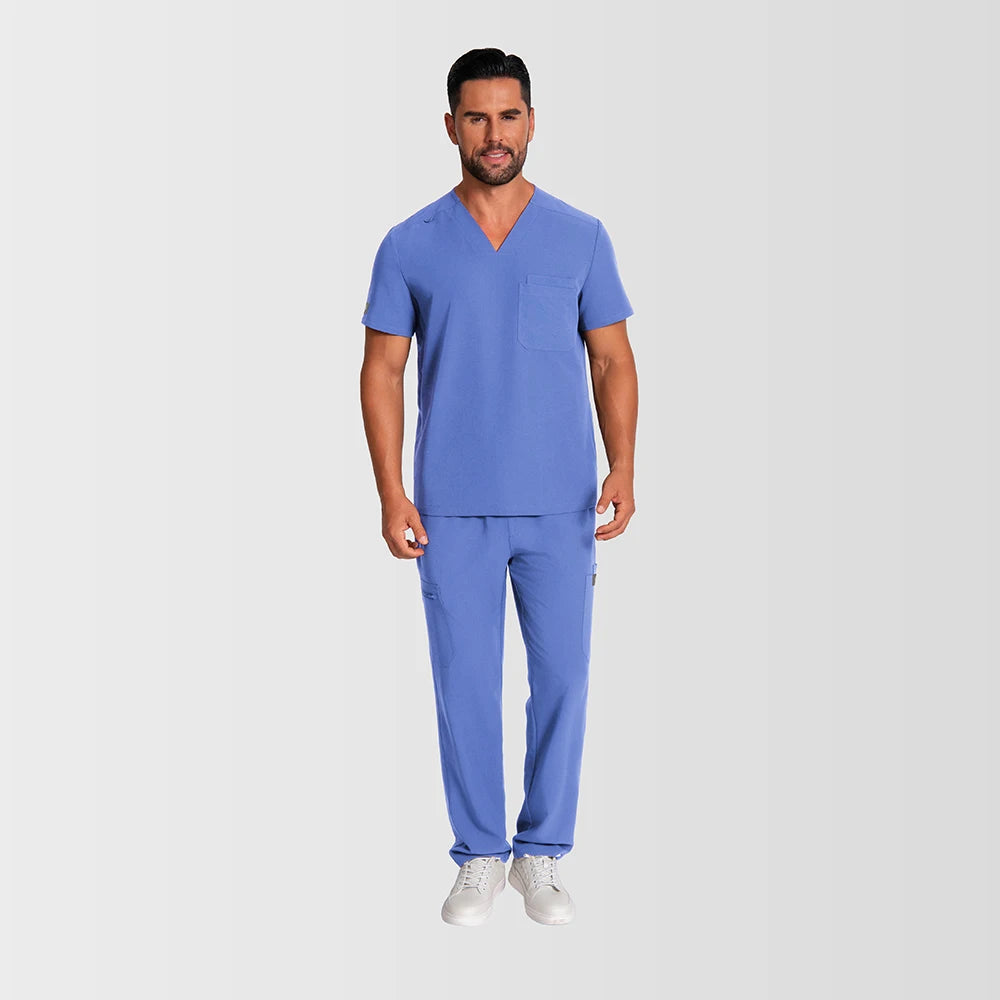 Men's Medical Scrubs Set – Short Sleeve V-Neck Top & Pants