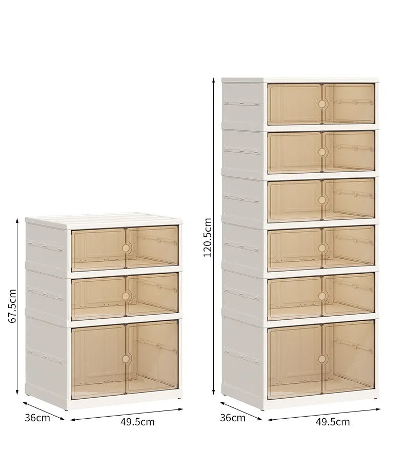 Foldable Shoe Storage Cabinet with Transparent Doors