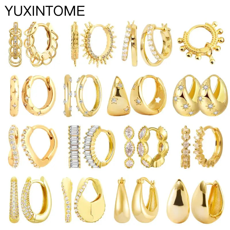925 Sterling Silver Multi-Turn Hoop Earrings with White Zircon, Fashion Punk Jewelry for Women