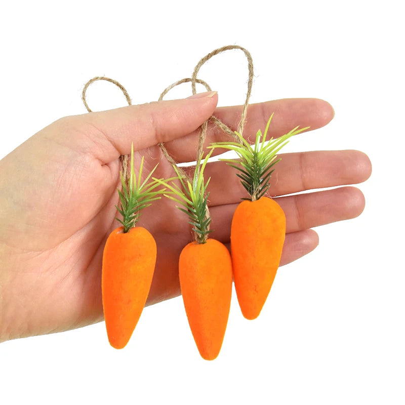 10pcs Easter Carrots Ornament Decorations For Home DIY Foam Carrot Hanging Pendant Spring Easter Party Supplies Kids Toys Gift