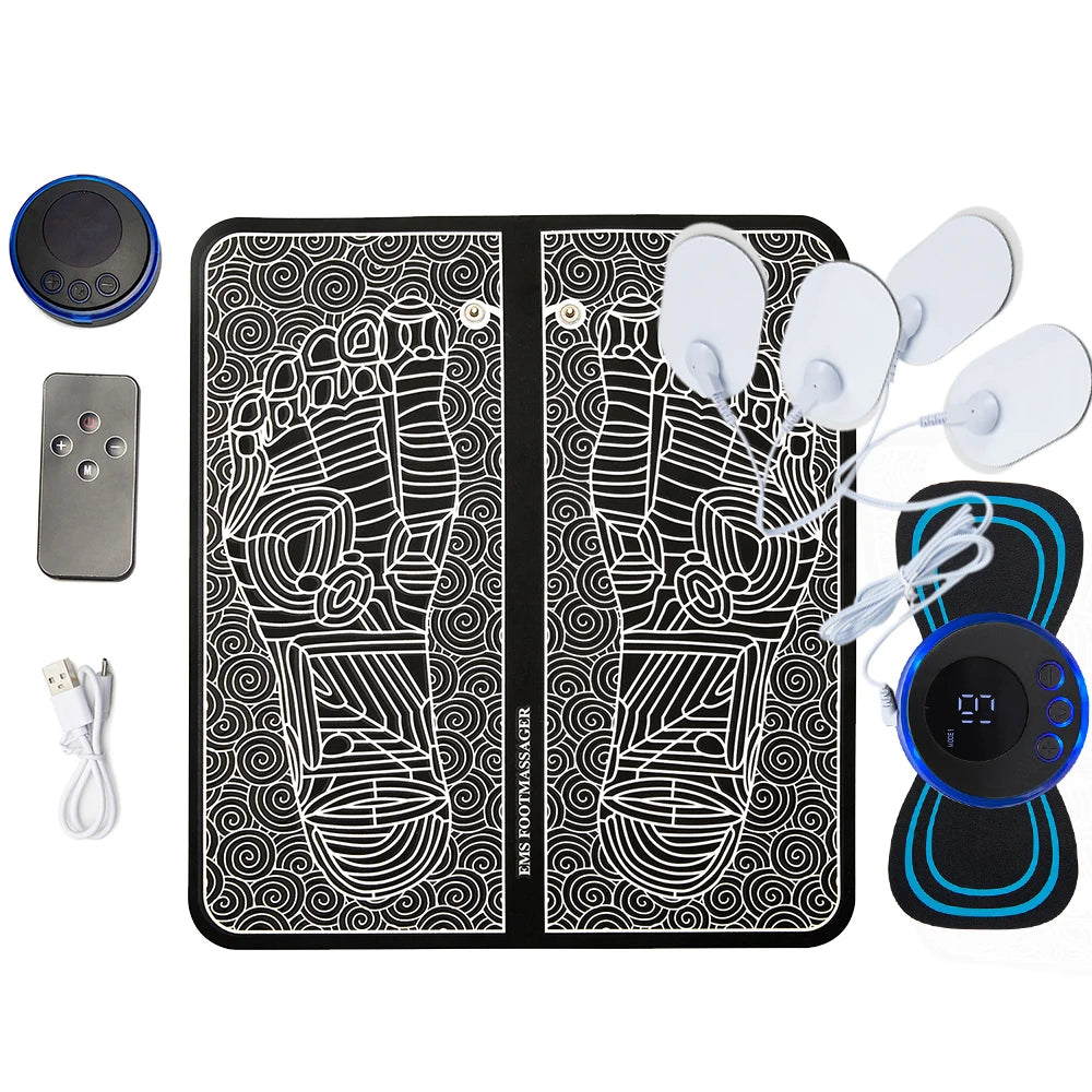 Electric Foot Massager Pad – EMS Pulse Muscle Stimulation Device for Pain Relief and Relaxation