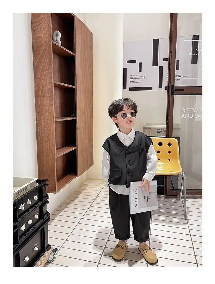 Boys 3-Piece Streetwear Clothing Set — Vest, Top & Pants
