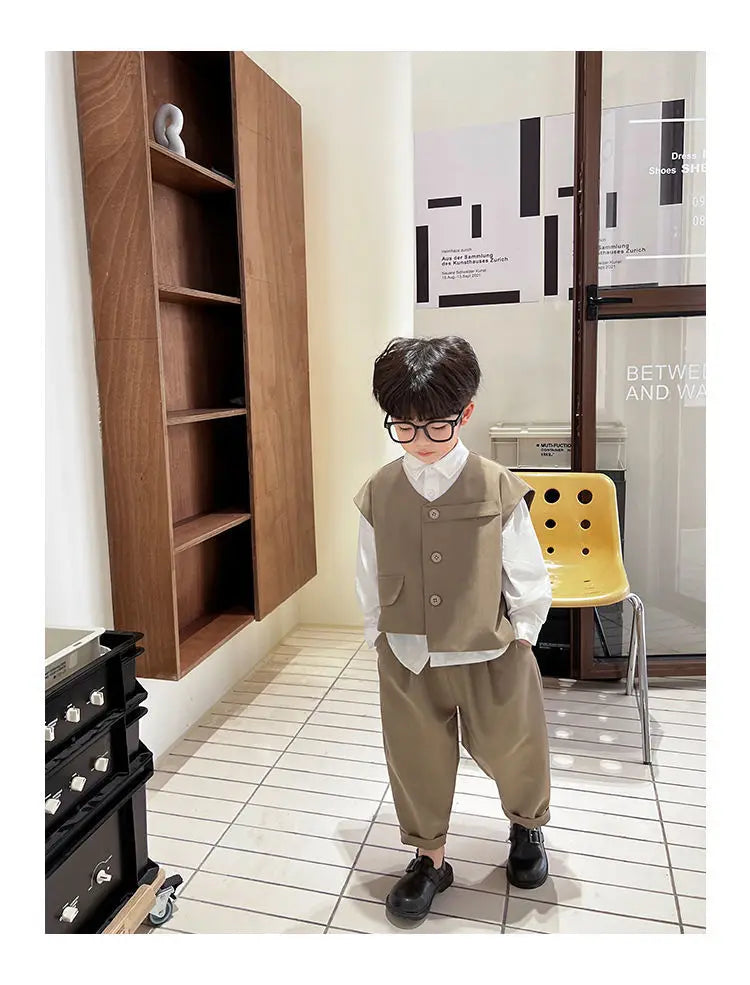 Boys 3-Piece Streetwear Clothing Set — Vest, Top & Pants
