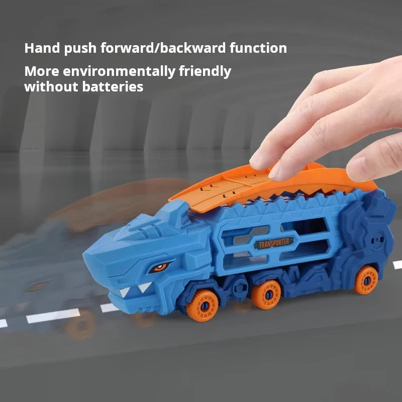 Transforming Vehicle Toy with Foldable Race Track