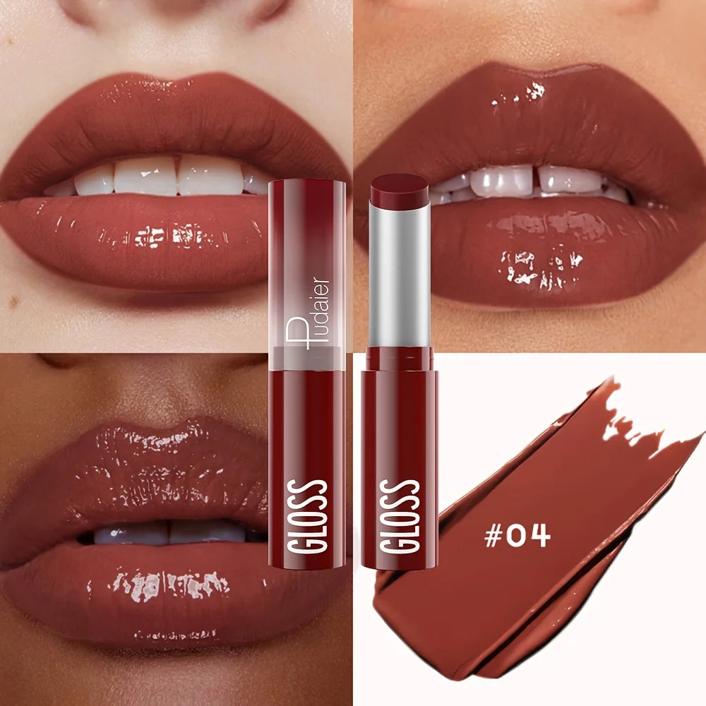 Glass Shine Lip Glaze – Mirror Finish Lipstick, Waterproof, Long-Lasting, Non-Transfer, Plumping Nude Shades