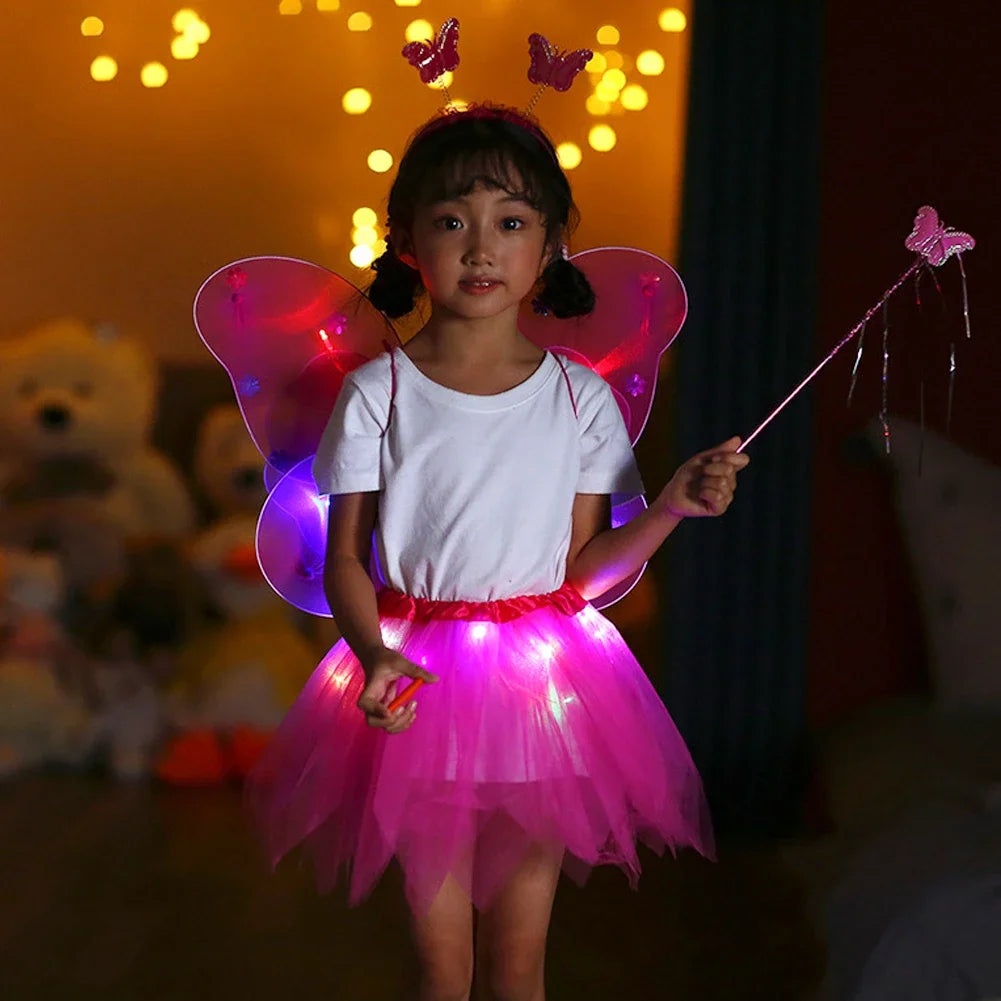 LED Glowing Butterfly Wings Costume Set for Girls