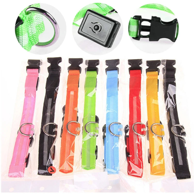 LED Glowing Dog Collar – Adjustable Rechargeable Flashing Luminous Night Safety Collar for Small Dogs