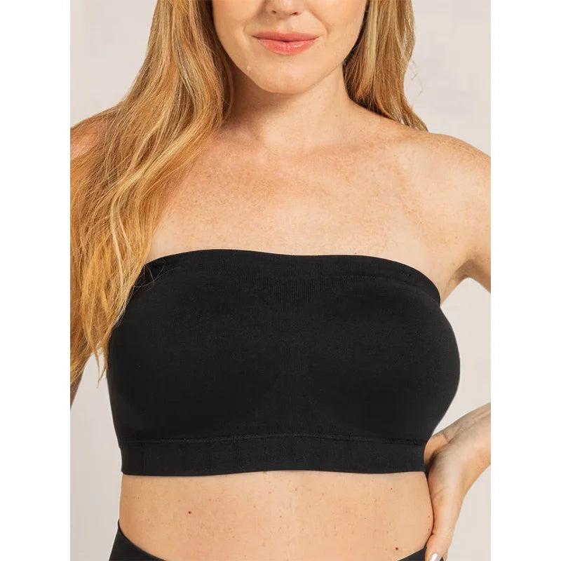 Women's Strapless Wireless Shaping Bra with Fixed Cups, Adjustable & Removable Straps, Stay-Put Silicone Grip, Seamless Everyday Support