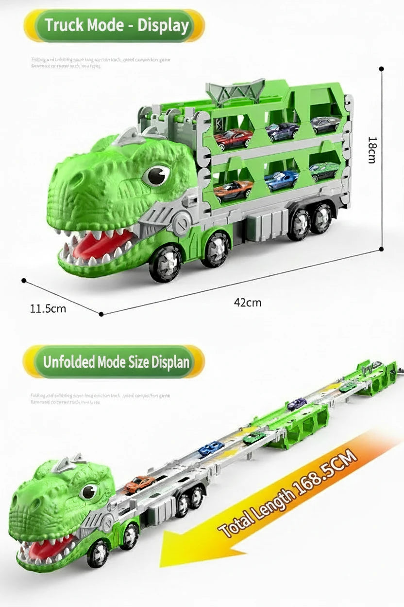 Transforming Dinosaur Toy Truck with Folding Track