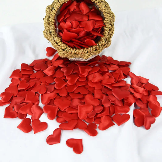 100/200 pcs Artificial Love Heart Petals – Satin & Sponge Confetti for Valentine’s Day, Wedding, Party, Table and Bed Decorations