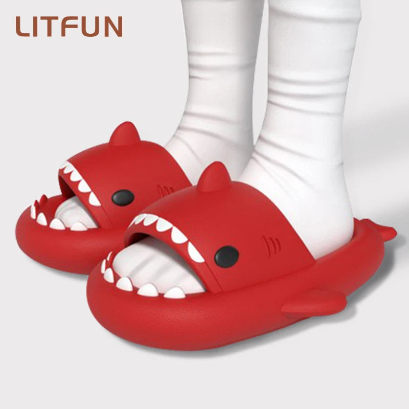 Thick-Sole Shark Slippers — EVA Slide Sandals
