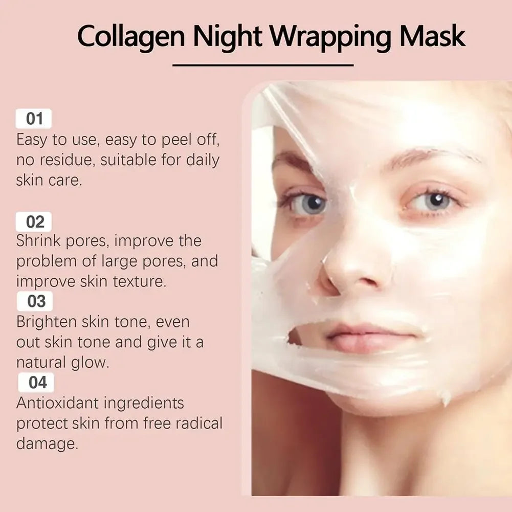 Collagen Overnight Wrapping Peel-Off Facial Mask – Korean Night Care Mask, Deep Hydration Cream, 75ml