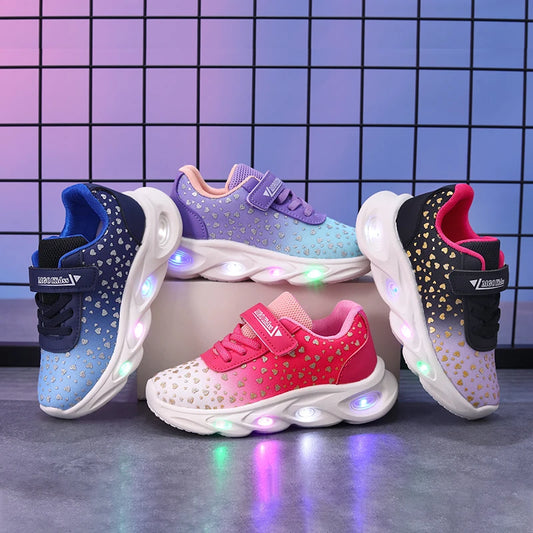 MGO Kidss Children's Light-Up Sneakers with Mesh Lining and Hook-and-Loop Strap