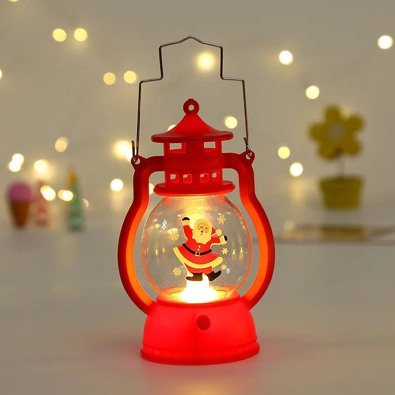 Christmas LED Lantern Light – Santa Decorative Lamp for Winter Home Display