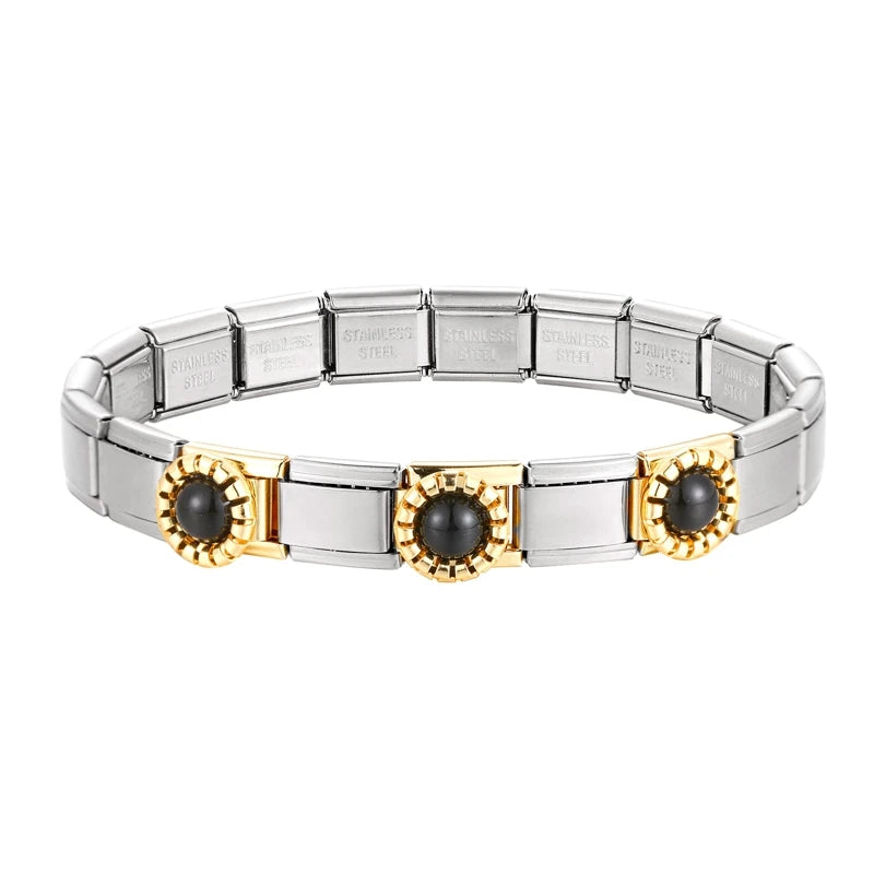 Creative Christmas Bracelet – High-Quality Stainless Steel 9mm Wide Elastic Charm Bracelet for Women, Perfect Birthday or Holiday Gift