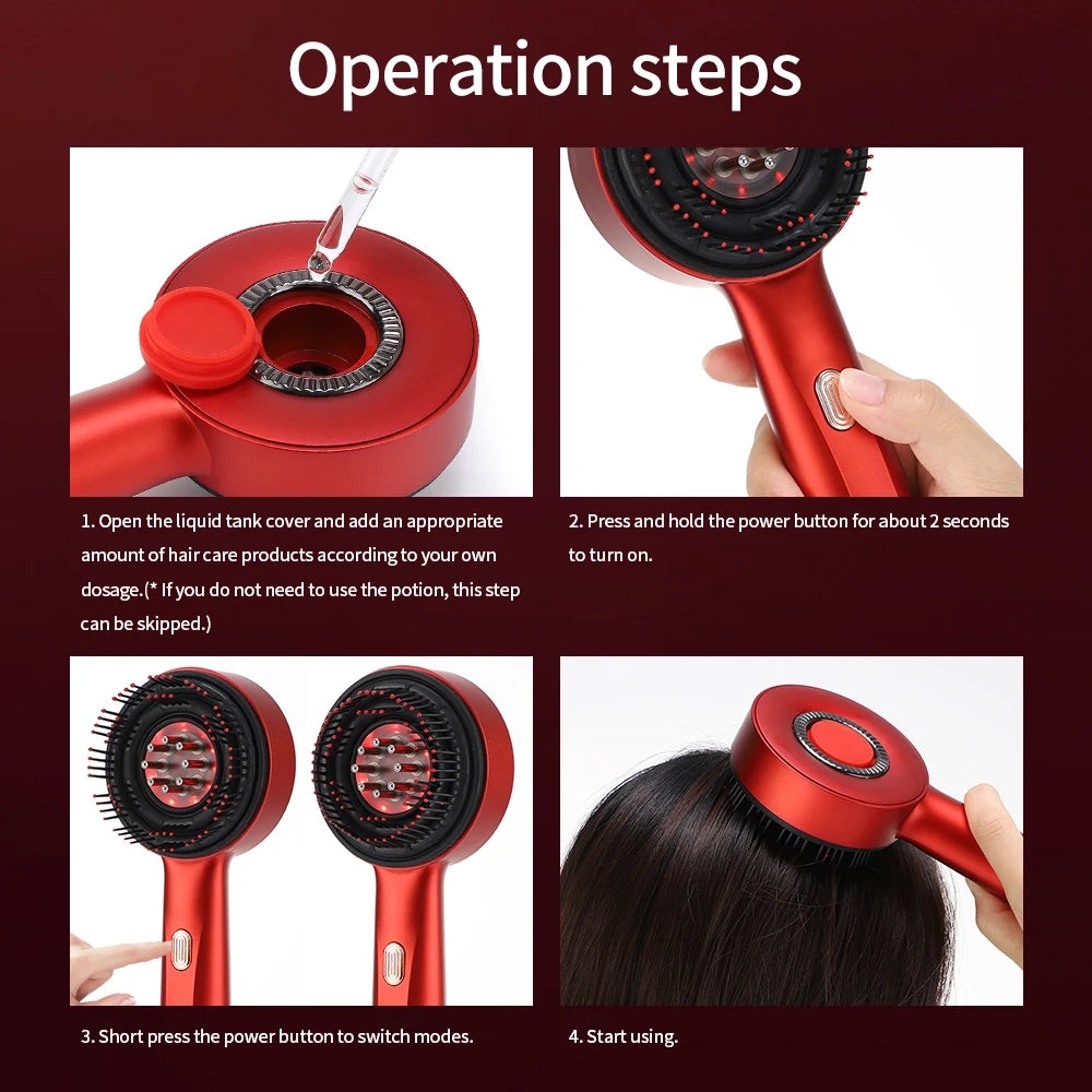 Electric Vibration Massage Comb Portable Scalp Massager with Oil Applicator, Hair Follicle Care Comb for Scalp Relaxation and Hair Care