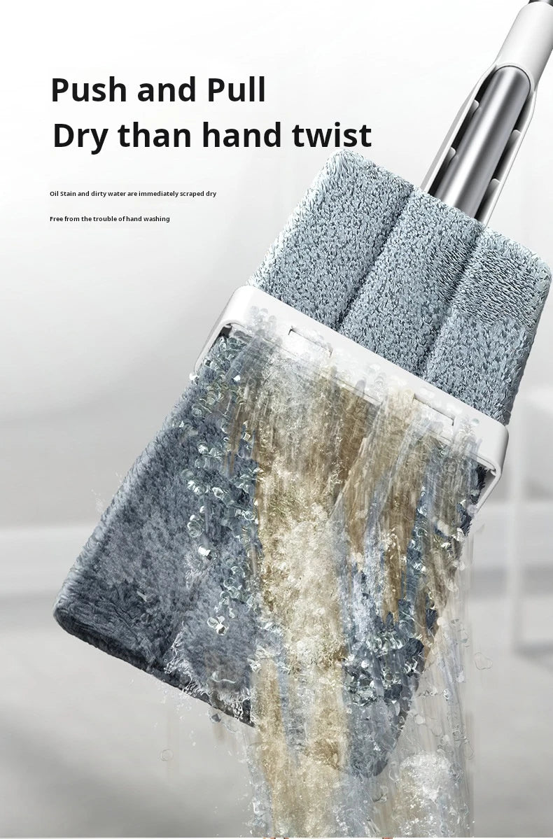 38 cm Microfibre Flat Mop and Folding Bucket Set with 360° Rotating Head