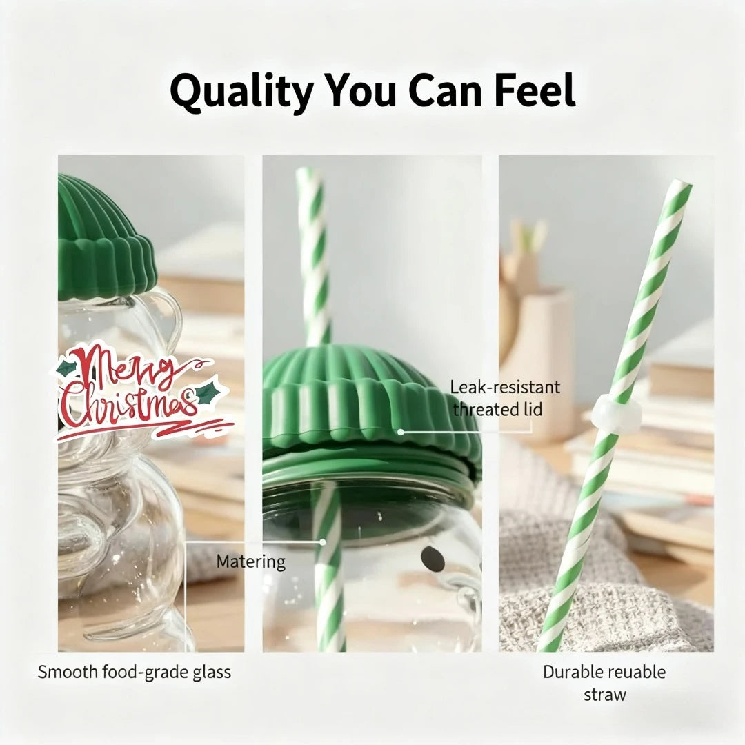 500ml Cute Bear Shaped Cup with Straw – Transparent Cartoon Coffee, Milk & Water Tumbler