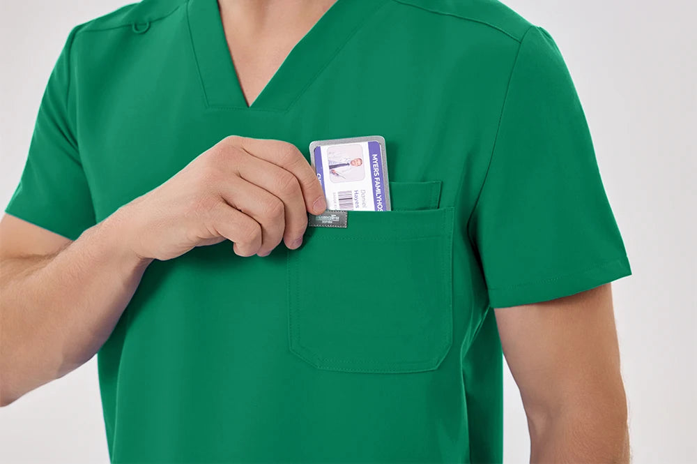 Men's Fluid-Resistant Medical Scrubs Set — Soft Breathable 2-Piece Healthcare Uniform