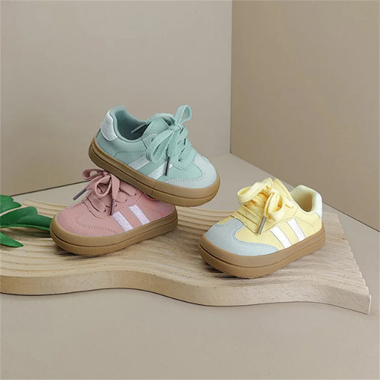 2025 New Spring Baby Leather Sneakers – Soft Sole Toddler Shoes for Boys & Girls, Outdoor Tennis Style, EU Sizes 16–25