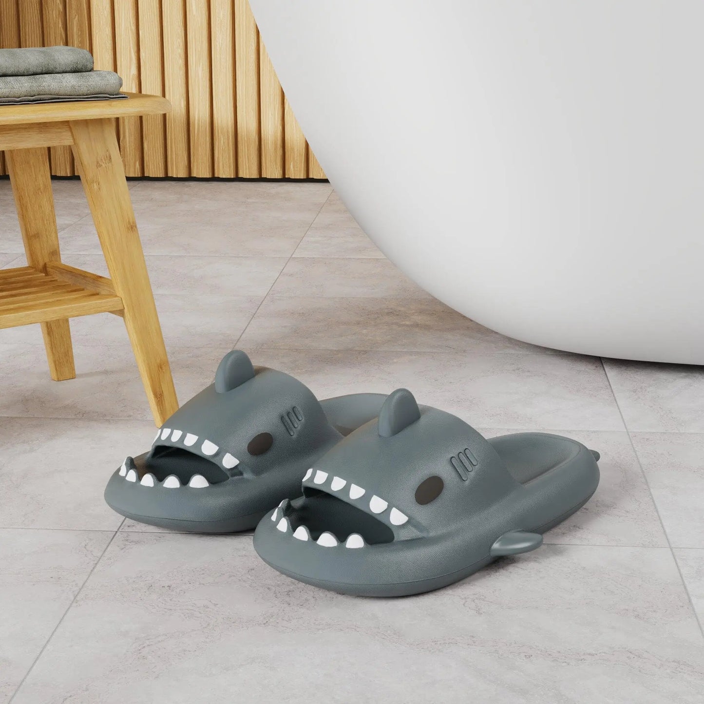 Shark Slides – Cloud Slippers for Men & Women | Summer Open-Toe Sandals | Anti-Slip Casual Beach, Pool & Shower Shoes