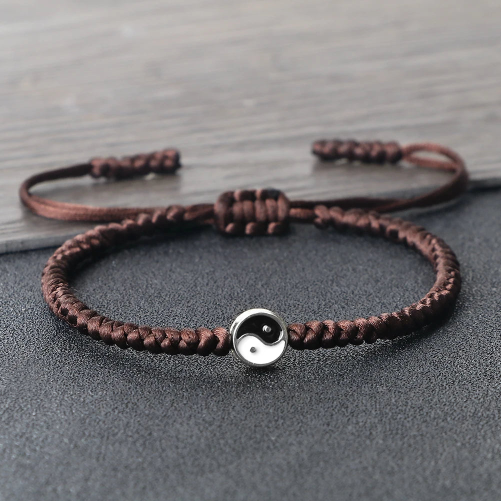 Yin Yang Tai Chi Pendant Bracelets For Men Women Handmade Adjustable Rope Couple Bracelets Fashion Friendship Jewelry Gifts