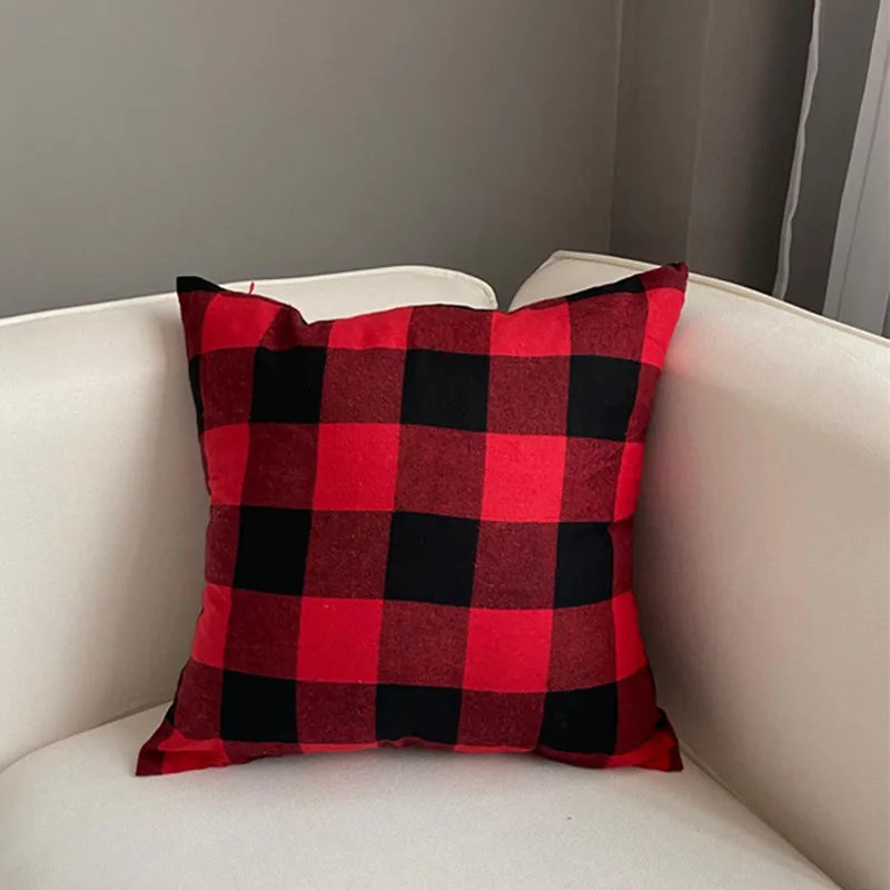 Christmas Plaid Throw Pillow Covers – Tartan Decorative Cushion Cases for Home Décor