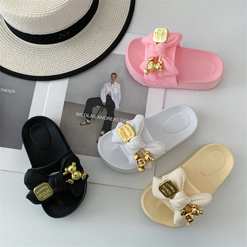 Fashion Girls’ Slippers – Simple Children’s Shoes with Thick Soles, Anti-Slip Design