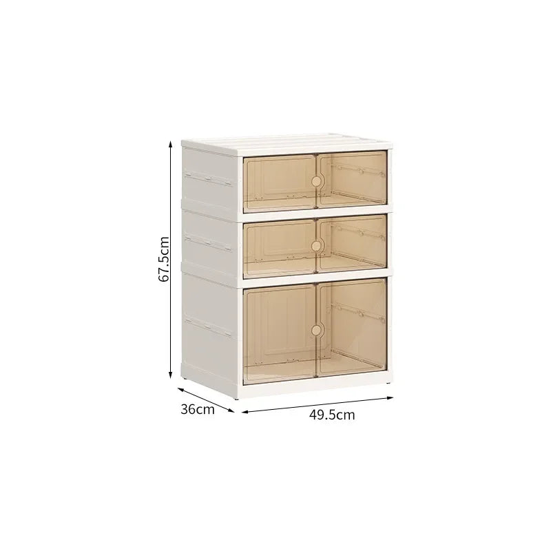 Foldable Shoe Storage Cabinet with Transparent Doors