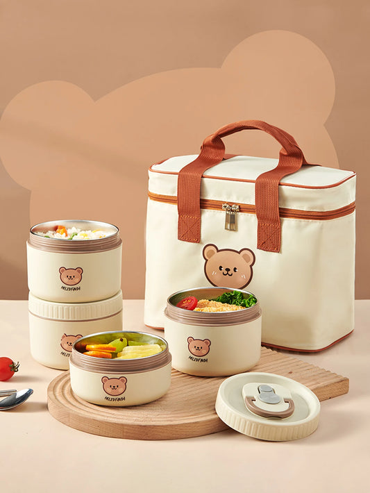 WORTHBUY Portable Insulated Lunch Box – 304 Stainless Steel Thermal Bento Box, Leak-Proof, Microwave Safe, Food Container for Salads & Meals