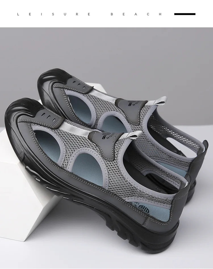 Summer Breathable Men's Bag Head Sandals Hollow Mesh Hole Shoes Outdoor Non-slip Lightweight Sports Leisure Beach Shoes