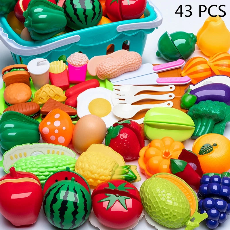 DIY Fruit & Vegetable Cutting Toy Set for Kids – Pretend Play Kitchen Food, Interactive Parent-Child Game, Birthday Gift