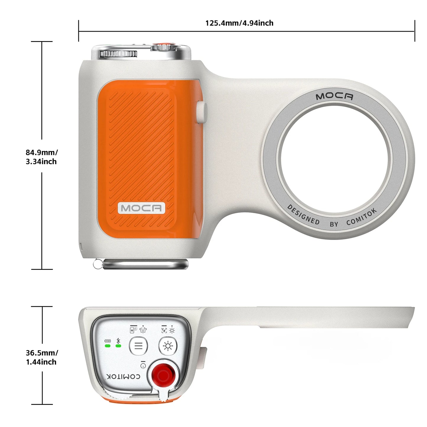 iPhone Camera Assistant with 1-Click Lens Flip Shutter Grip, Detachable Charging Remote, Optional Fill Light & Mirror for Smartphones