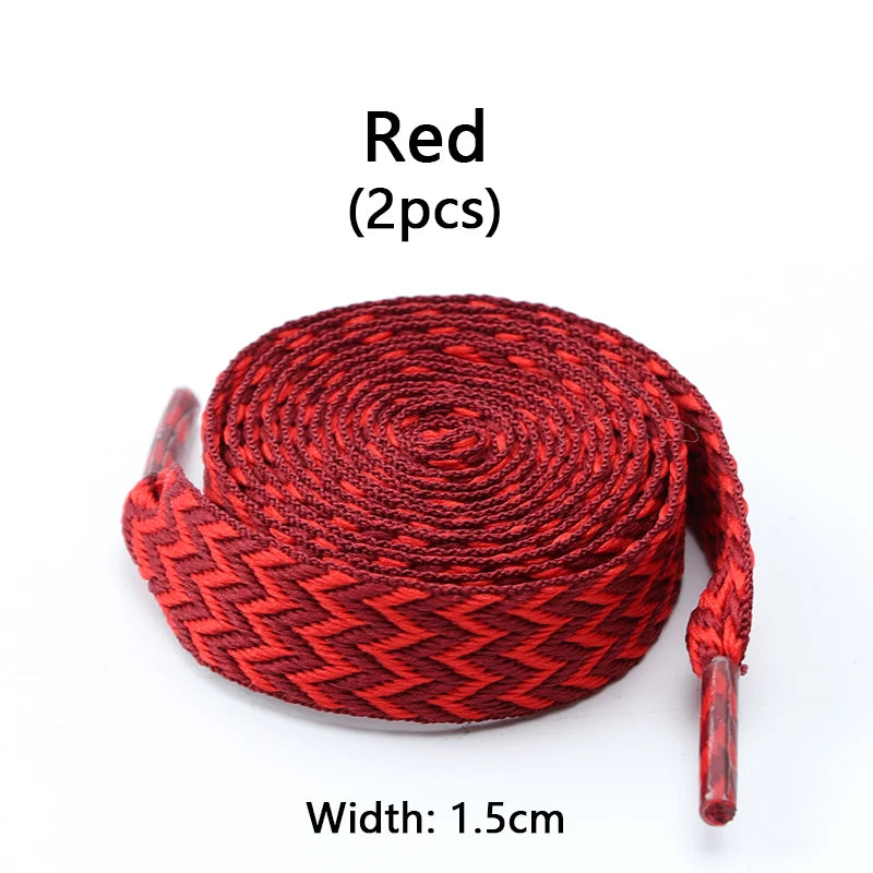 Flat Wavy Shoelaces for Sneakers – Trendy Wide Replacement Shoe Laces for Casual, Sport & Streetwear Shoes (1.5cm / 2cm / 3cm Widths)