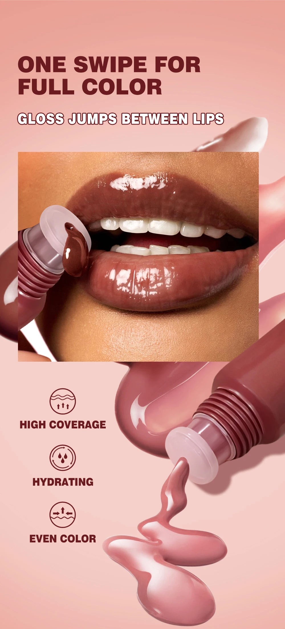 QIBEST Moisturizing Lip Gloss – Waterproof, Long-Lasting, and Easy to Apply