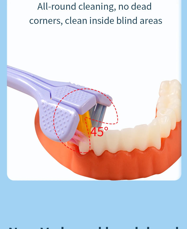 Three-Sided Toothbrush with Soft Ultra-Fine Bristles – Complete Oral Care & Gentle Teeth Cleaning