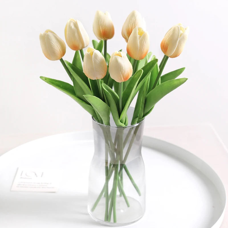 10Pcs Of Artificial Plant Tulip Soft Pole Room Dining Table Decoration Wedding Party Garden DIY Christmas Anniversary Decor