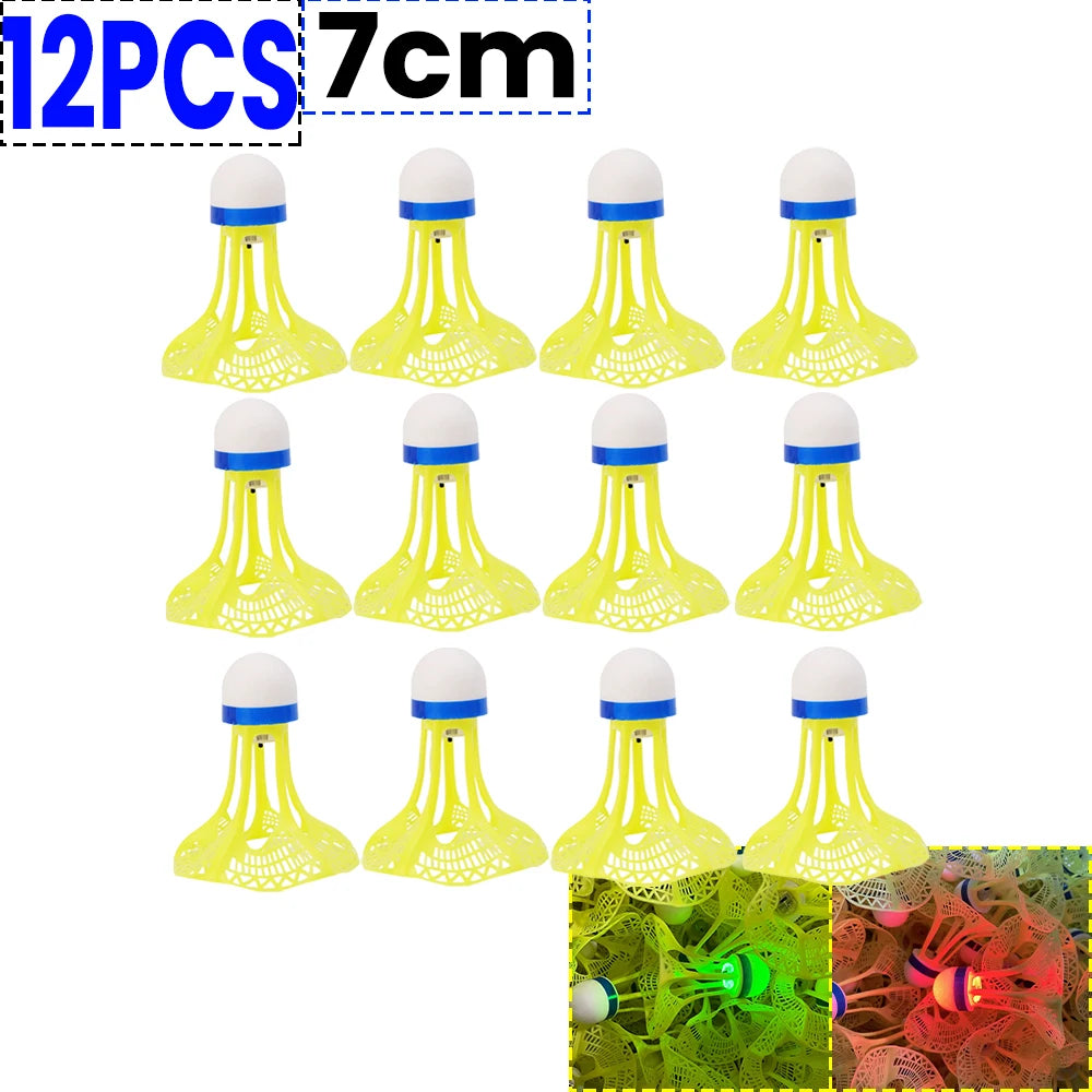 12 or 1 PCS LED Light-Up Badminton Shuttlecocks – Colorful Luminous Foam Badminton Balls for Kids and Sports