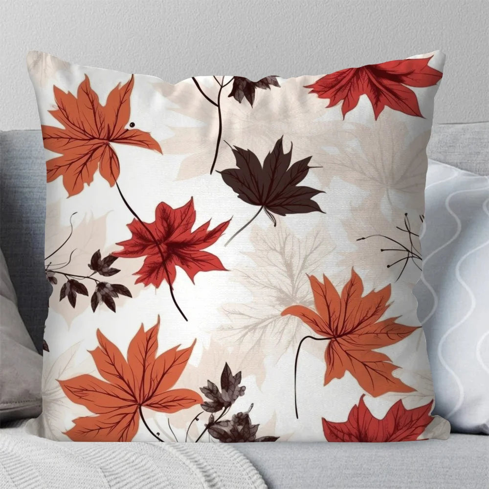 1pc Autumn Maple Leaf Decoration Pillow Case Square Pillow Bedroom Sofa Leisure ComfortCar Living Room Home Decoration 40X40