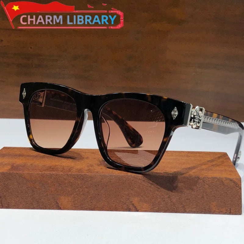 Charm Library Acetate Rectangle Sunglasses — UV400 Retro Style for Women