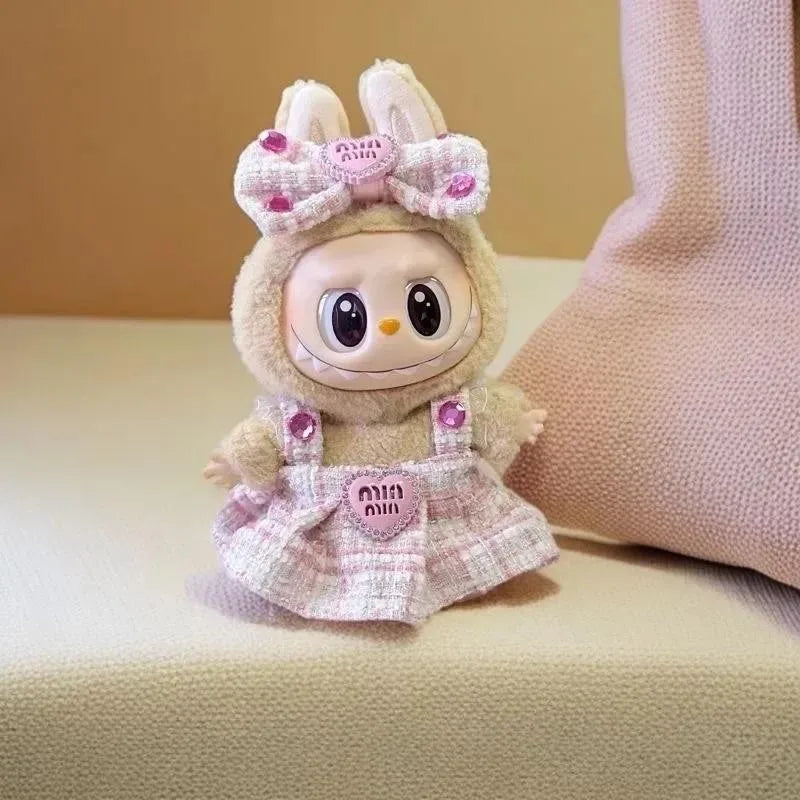 17cm Labubu Doll Clothes Outfit – Accessories for Kpop EXO Labubu Idol V1/V2, Skirt & Sweater Clothing Gift"