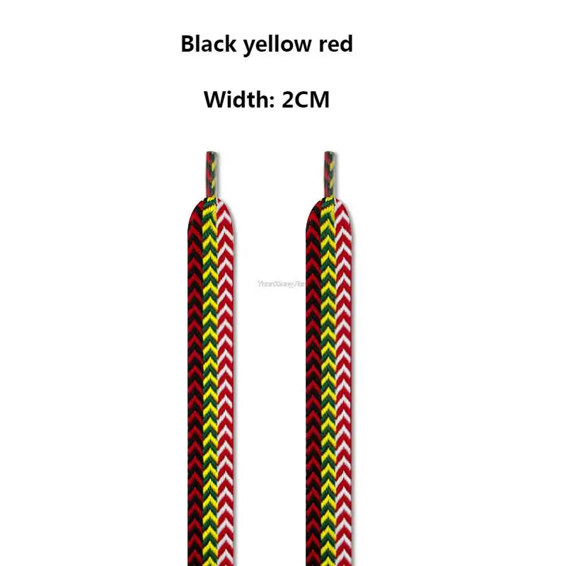 Flat Wavy Shoelaces for Sneakers – Trendy Wide Replacement Shoe Laces for Casual, Sport & Streetwear Shoes (1.5cm / 2cm / 3cm Widths)